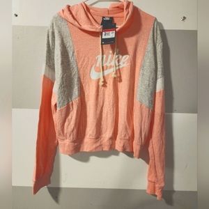 Nike Coral Pink and Gray light weight hooded sweater NWT size L Lg LARGE Womens